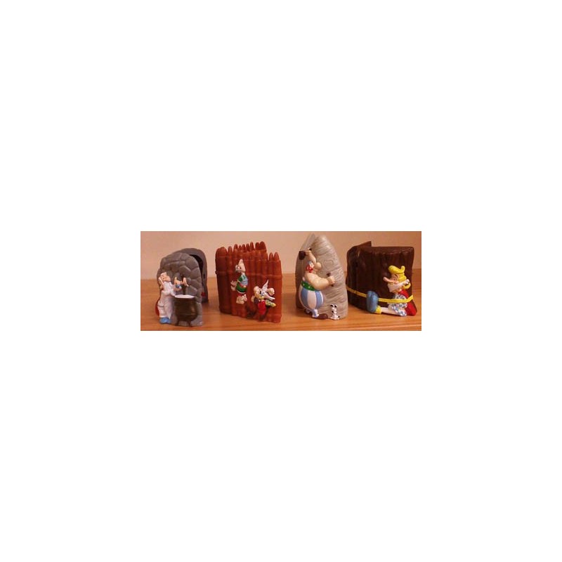 Asterix poppetje pennenbakjes set (4 stuks) met kartonnen magixbox 1999